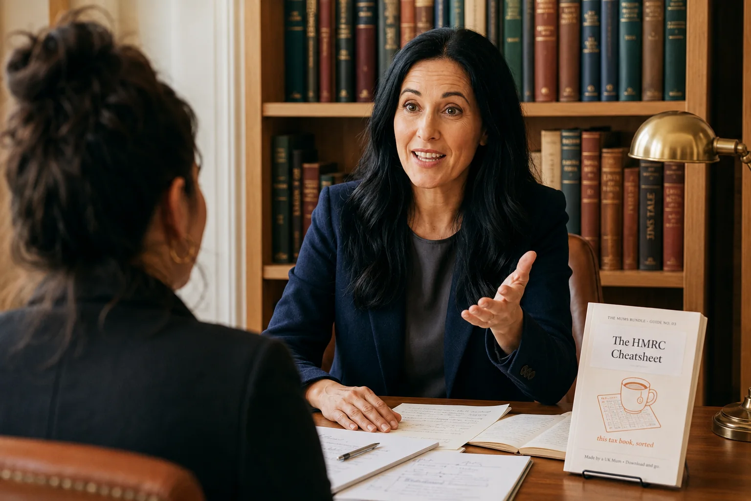 Sarah, the accountant behind the HMRC Cheatsheet, at her desk